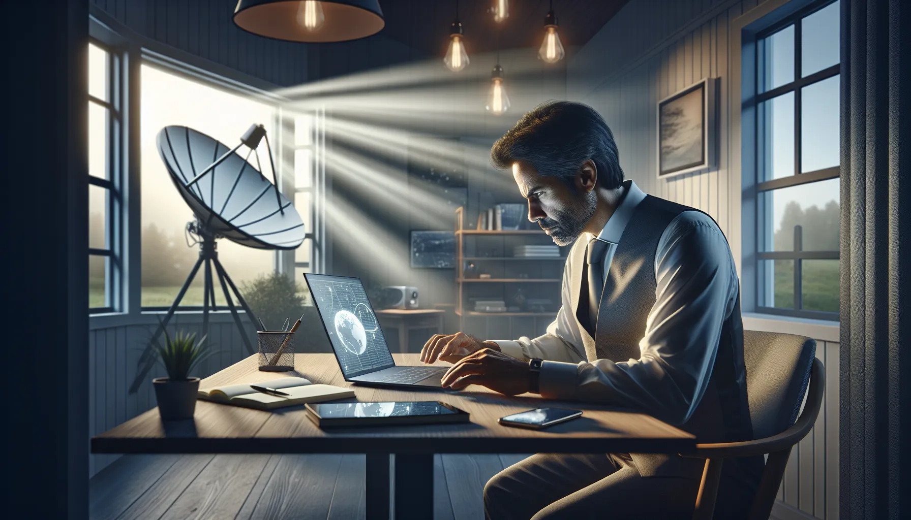 home office with a professional using Earthlink Satellite Internet.